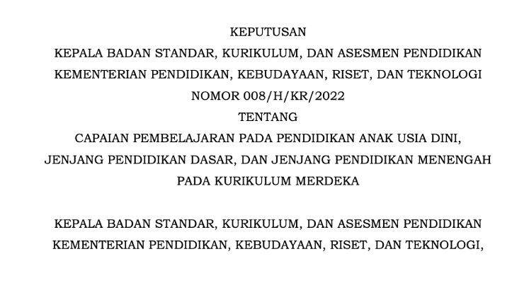 Kutipan Capaian Pembelajaran Fisika SMA PAda Kurikulum Merdeka Belajar Menurut Permen No. 008/H/KR/2022