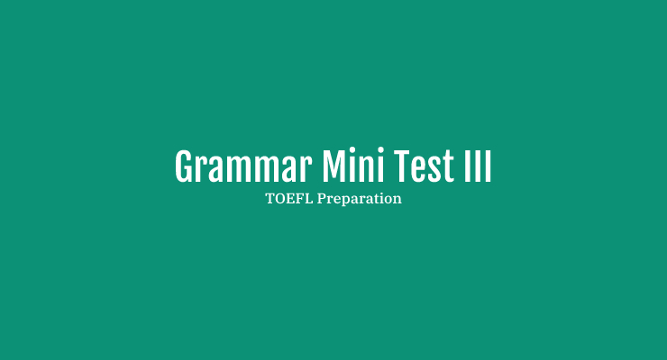 Grammar Mini Test III TOEFL Preparation